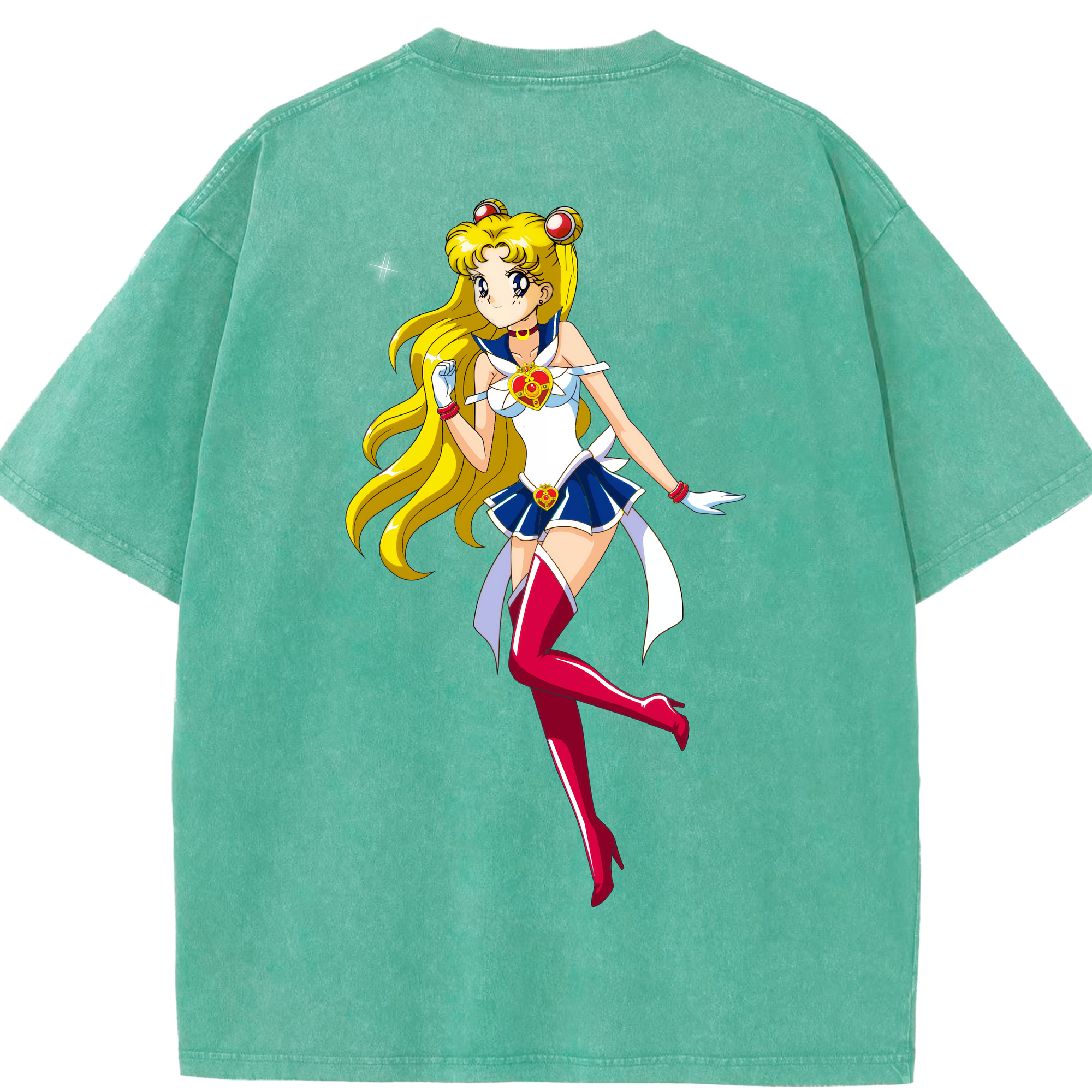 （画像用） 美少女戦士セーラームーン 月野 うさぎ つきの うさぎ Sailor Moon Tsukino Usagi 綿100% ヴィンテージ風 半袖Tシャツ（背面プリント）
